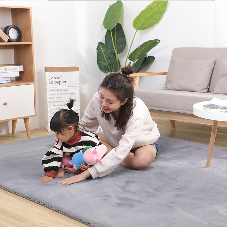 Flat faux rabbit fur carpet
