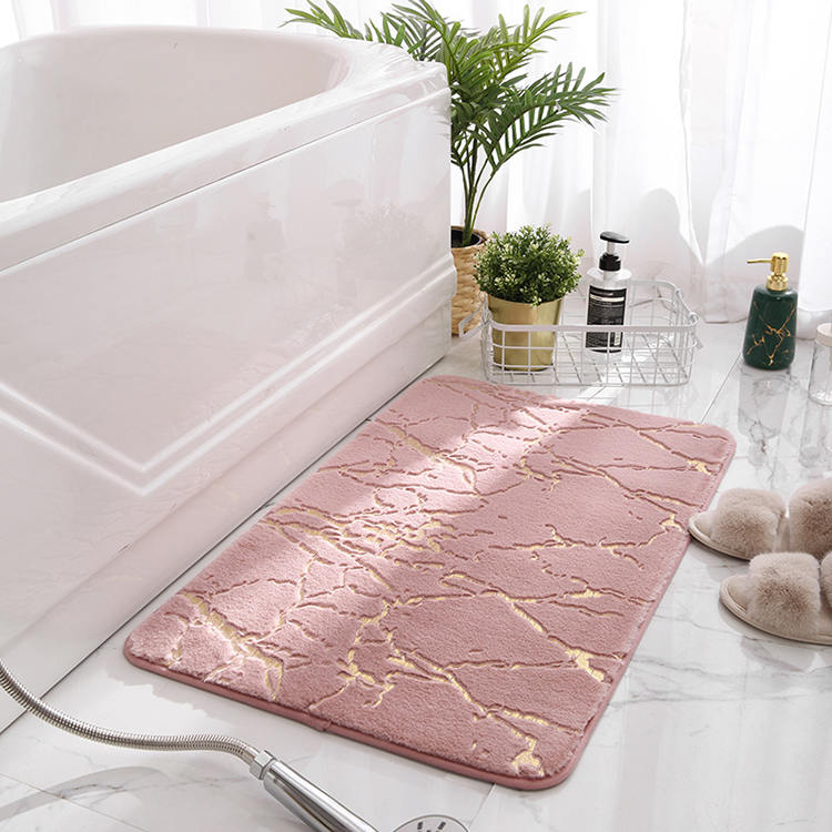 Faux Rabbit Fur+Gold Foil Bath Mat